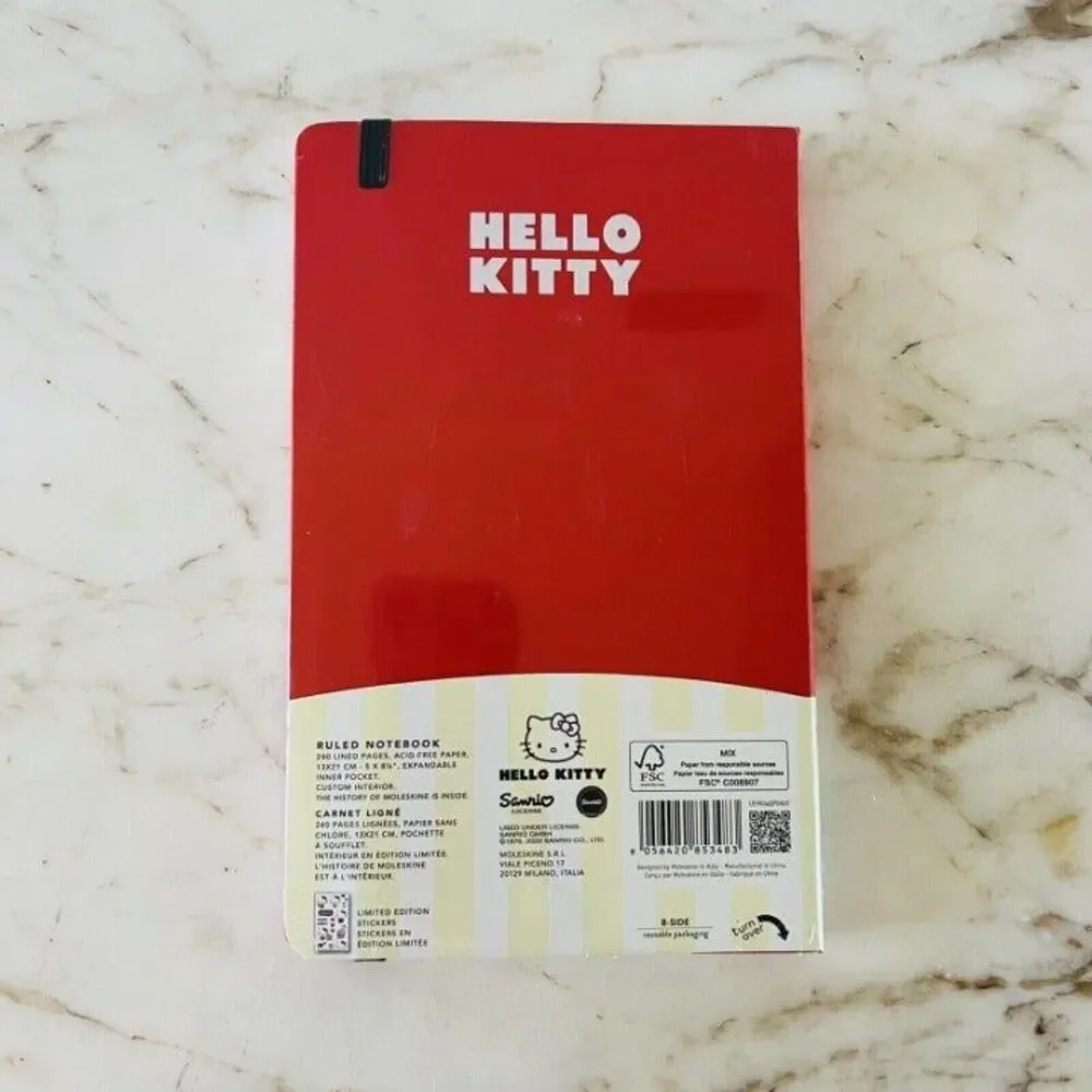 MOLESKINE Limited Edition Hello Kitty Notebook, Red, Ruled, Hard Cover