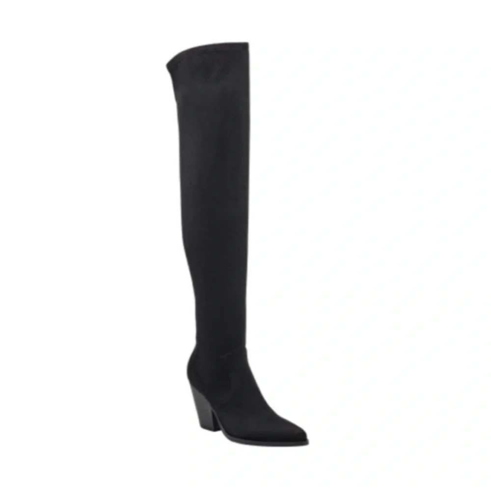 NEW Marc Fisher LTD Gwyneth Over the Knee Tall Faux Suede Heel Boots Black 8.5