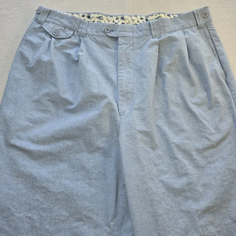 Vtg LANDS END Pleated Chino Pants 38x32 Made in USA Blue Old Money Dad Aesthetic