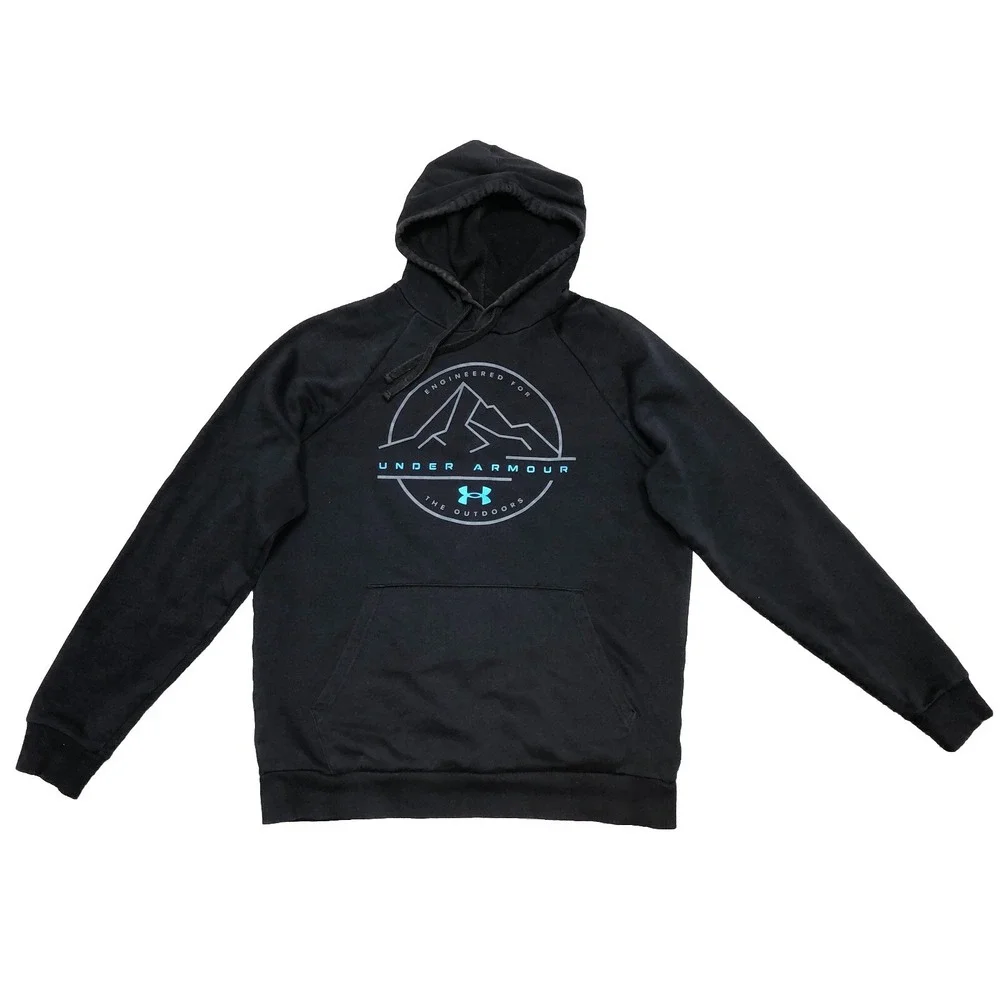 Under Armour‎ Rival Hoodie Men's S Mountain Key Black Sweatshirt Hiking GORP