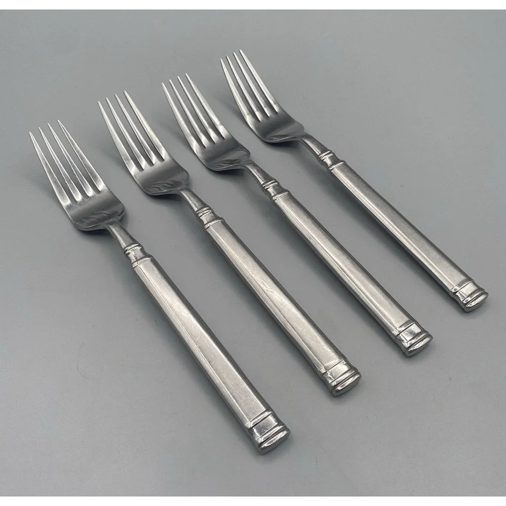 Hampton Silversmiths OPTIMUM  4pcs Dinner Forks Frosted Stainless Flatware 8
