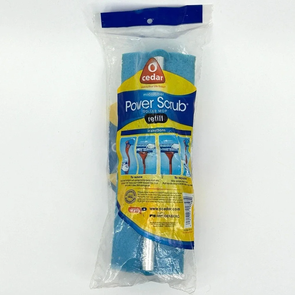 O-Cedar Power Scrub Roller Mop Refill Microfiber Wave Sponge‎ NEW SEALED