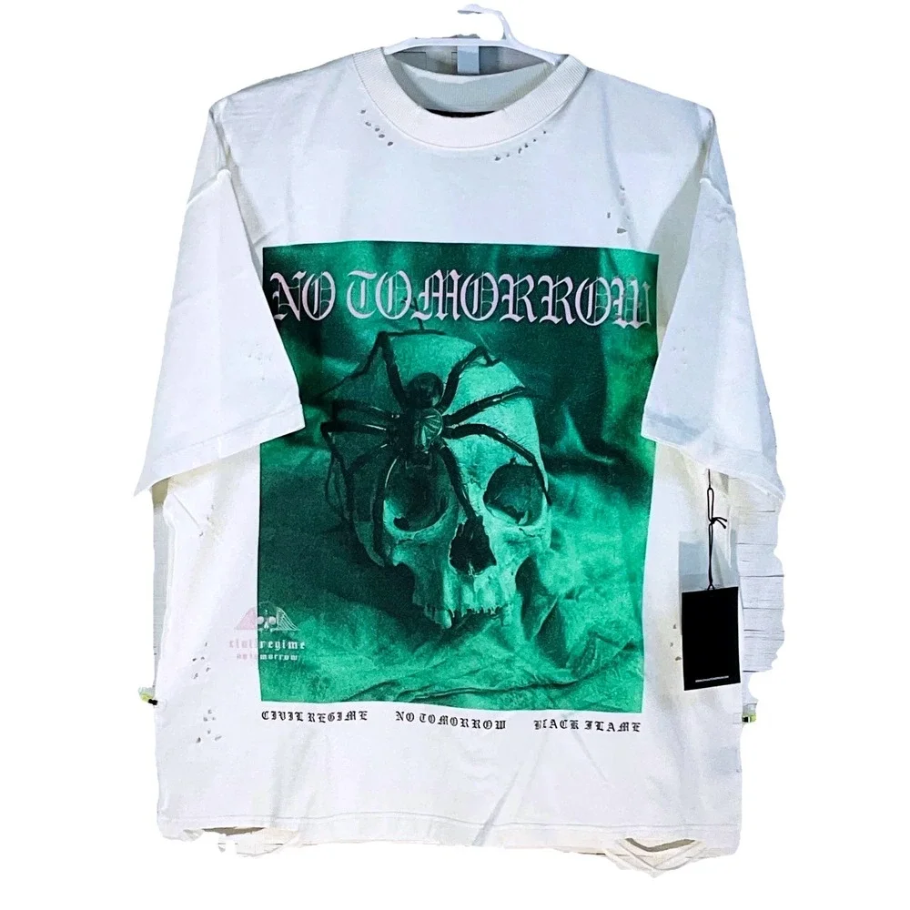 Civil Regime No Tomorrow Crawling Out Tee Mens‎ Large Ivory Bleached Oversized