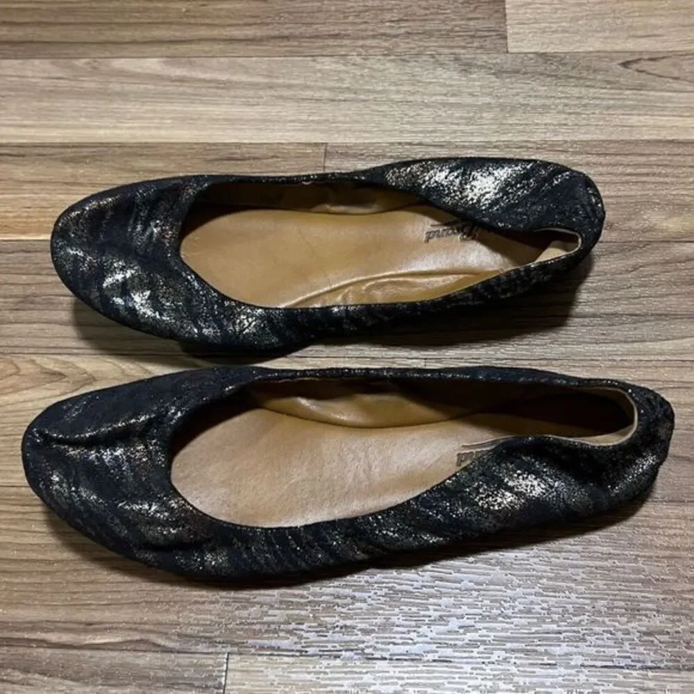 Lucky Brand Women's‎ Emmie Metallic Tiger Ballet Flats Black/Gold Size 8M/38