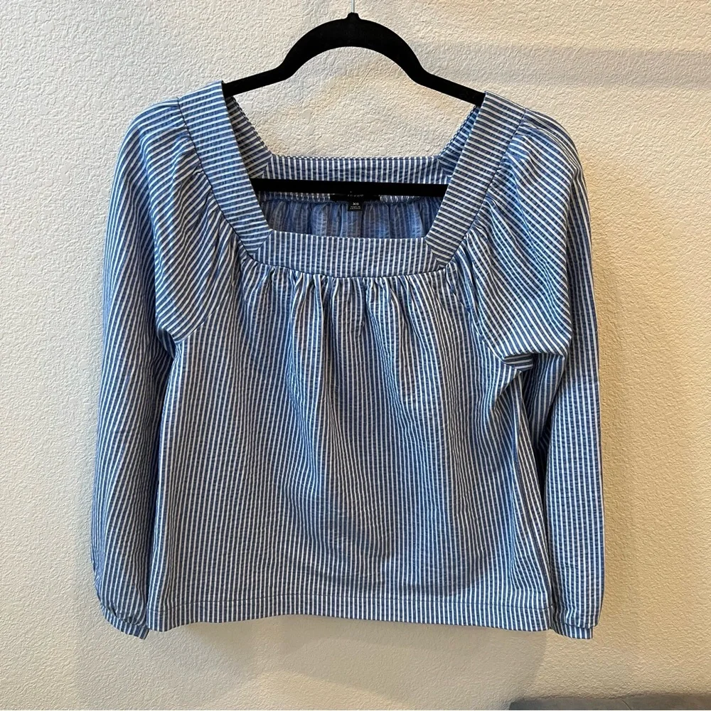 J. CREW Blue Striped Square Neck Top Size XS