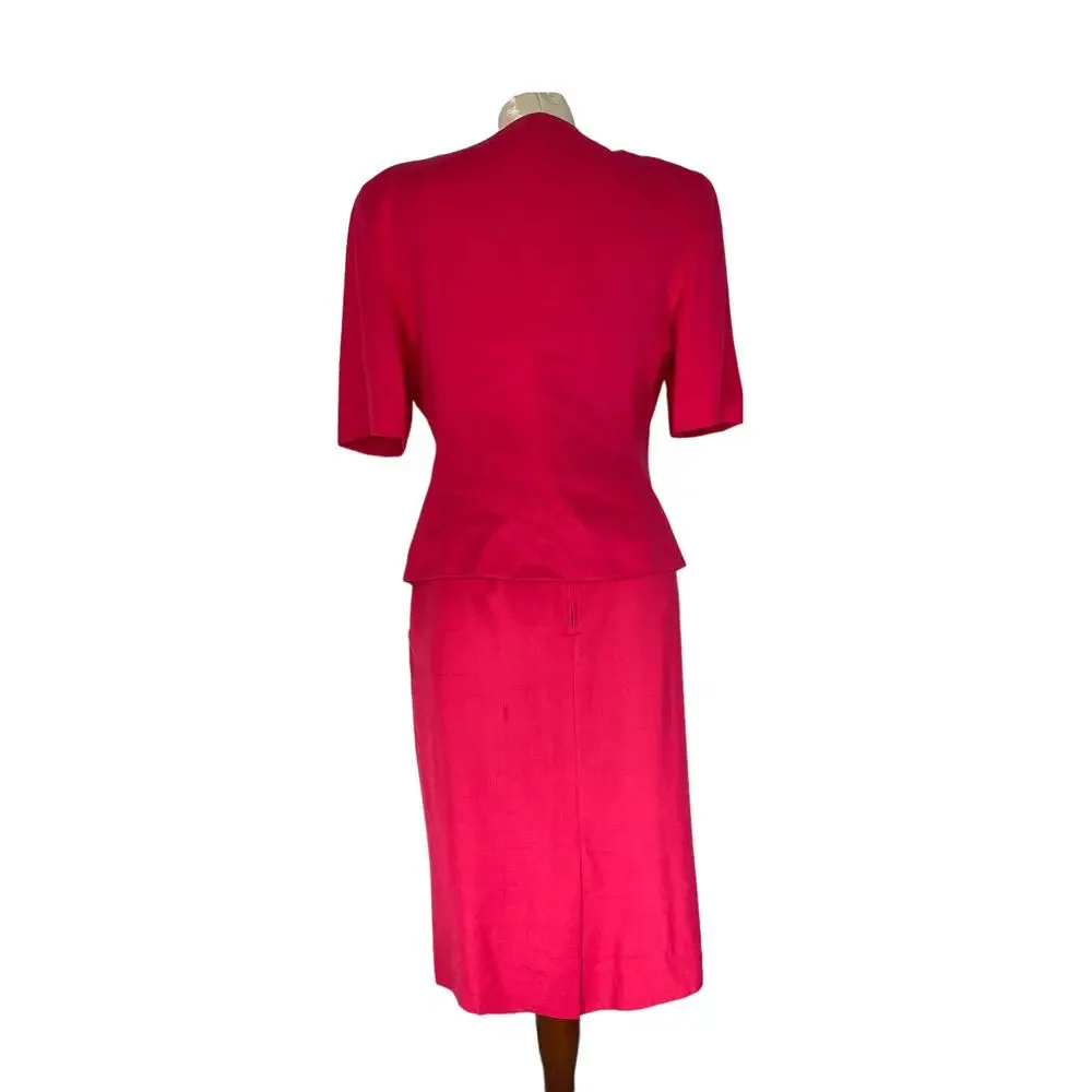 Christian Dior Vintage Business Career Office Work Minimalist Pink‎ Suit Size 8