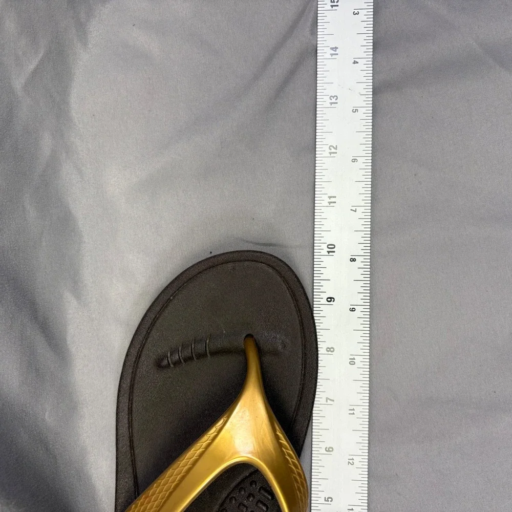 Okabashi Mens Flip Flop Sandals Brown Gold Thong Comfort Beach Shoes Made in USA