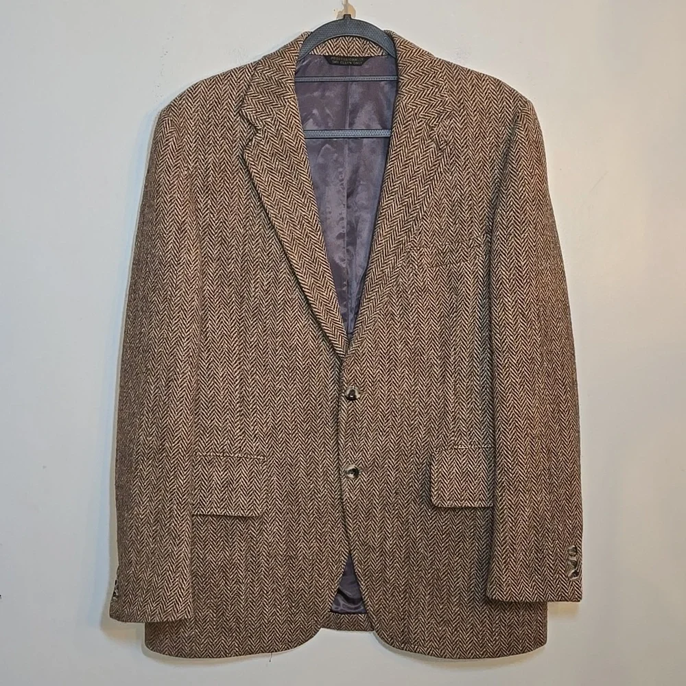 Harris Tweed Irish Brown Herringbone Jacket Blazer NWOT