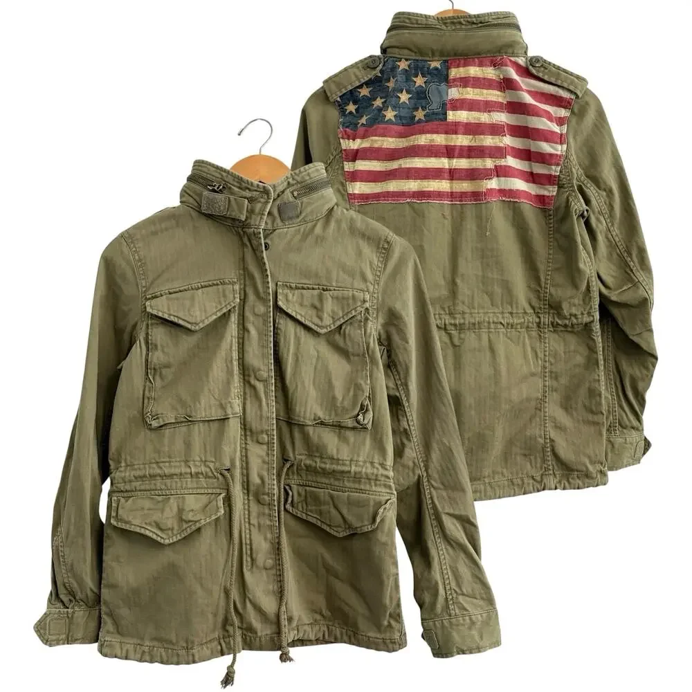 Vintage Ralph Lauren Denim & Supply Military Jacket Small Gorpcore Flag Utility