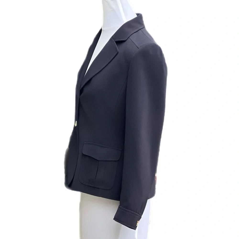Tahari Arthur S Levine 6P Black Jacket Blazer Gold Excellent Condition
