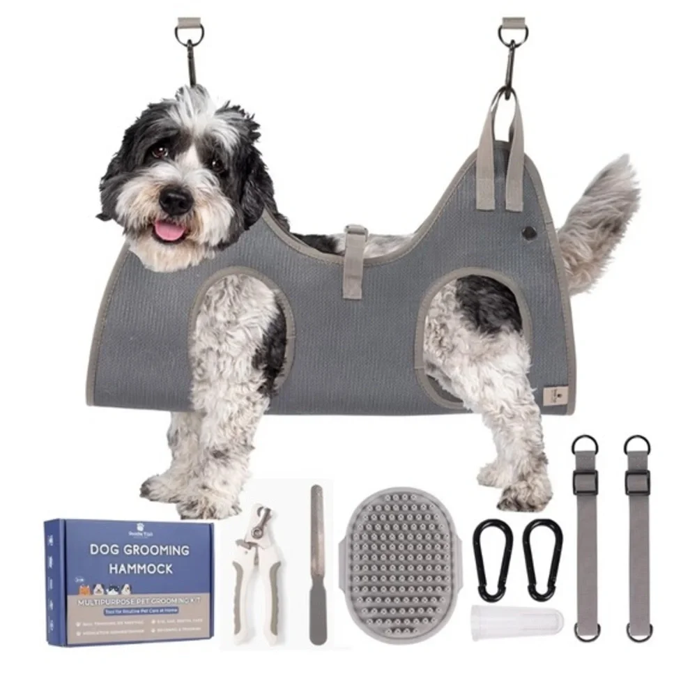 🫶🏻 Doodle Tail Designs Gray Dog Grooming Hammock