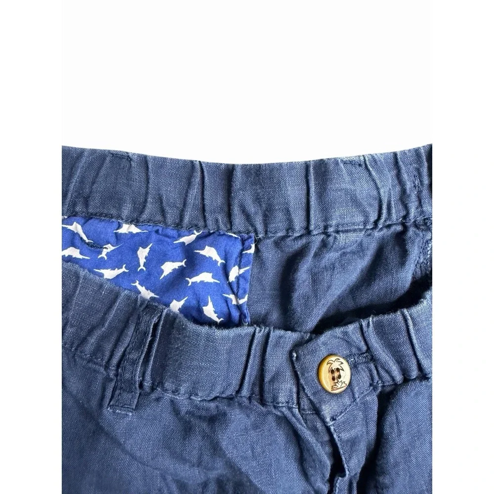 Tommy Bahama Men's Linen Blend Shorts Blue Elastic Waist Casual 3XLT