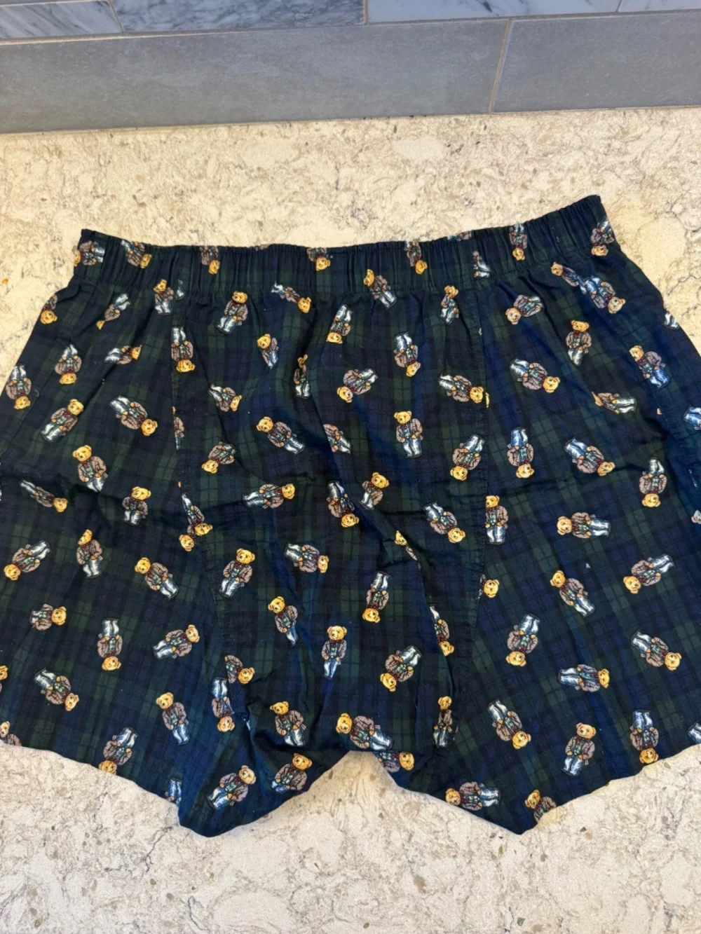 Vintage Men's Polo by Ralph Lauren Medium Plaid Boxer Shorts with Teddy Bears
