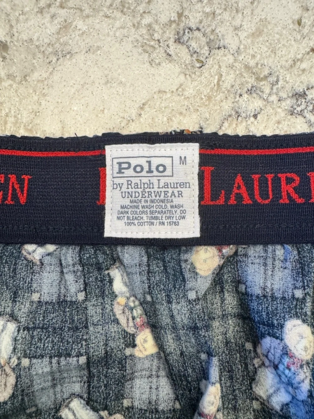Vintage Men's Polo by Ralph Lauren Medium Plaid Boxer Shorts with Teddy Bears