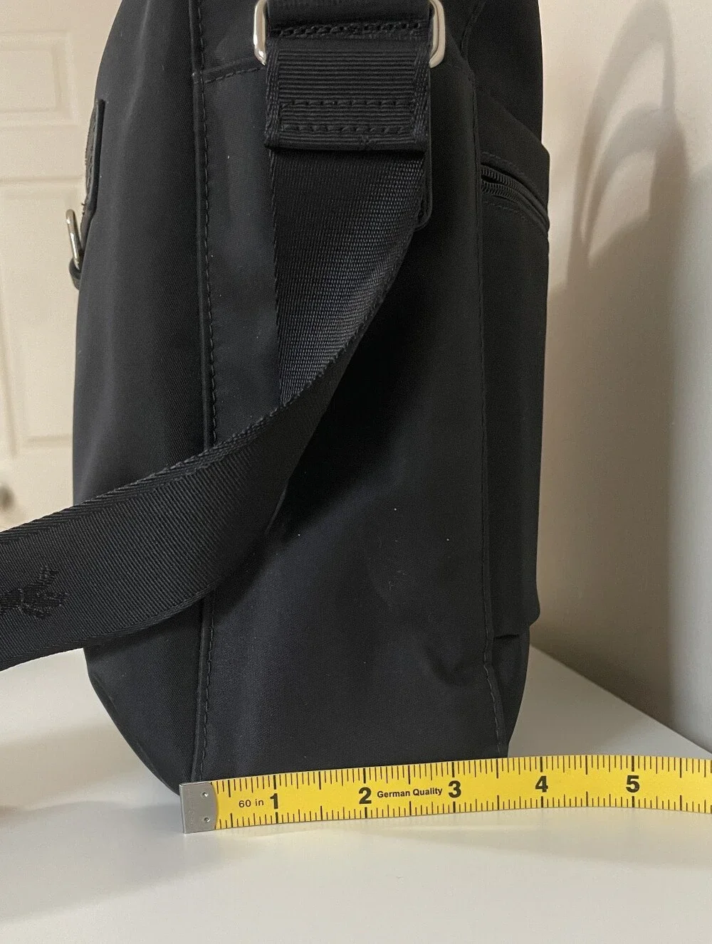 Longchamp Black Cowhide Leather Trim Briefcase with Shoulder Strap