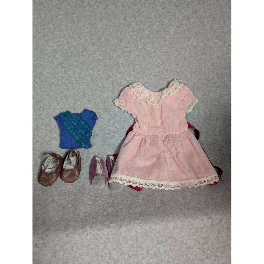 American Girl Doll Accessory Lot Purple Garden Wagon Pink Lace Dress Shoes