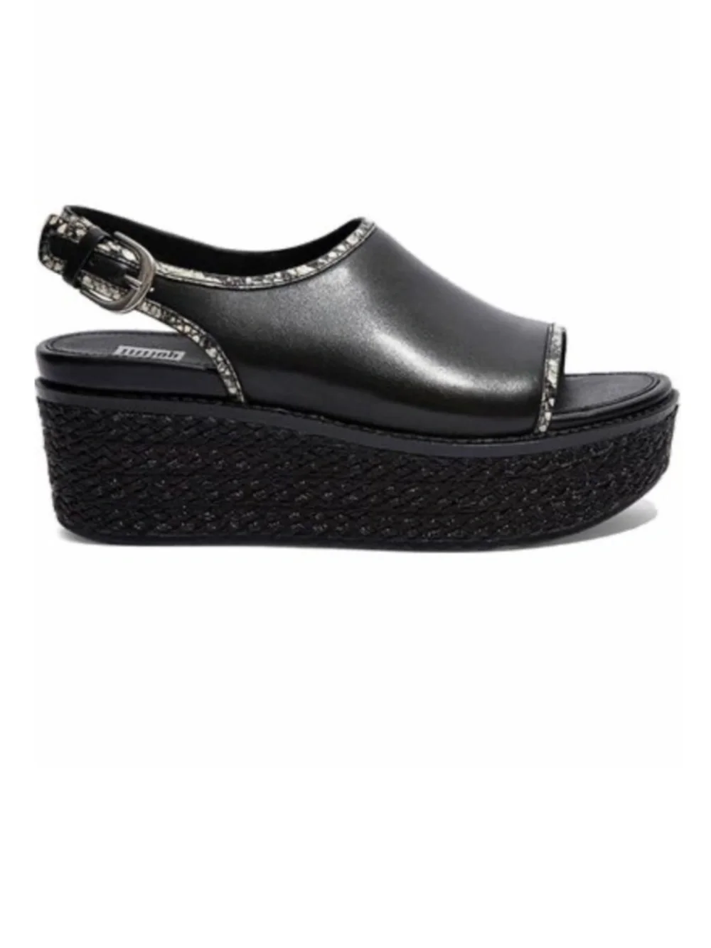 FitFlop Platform Leather Slingback Sandals with Snakeskin Trim
