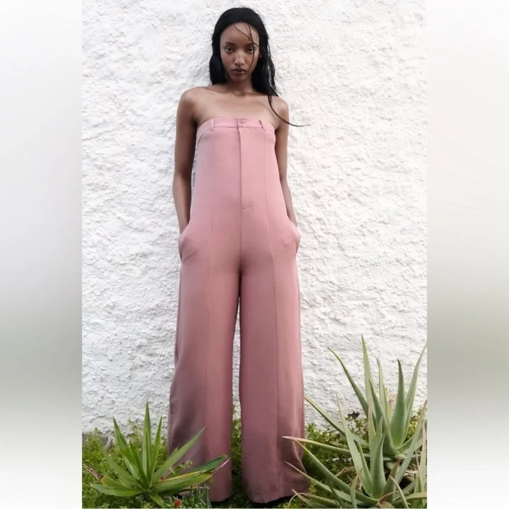 Zara Strapless Mauve Jumpsuit SizeM Great Condition
