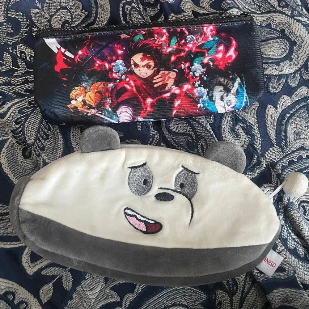 We Bare Bears Panda & Demon Slayer Pencil Pouch Bag Case Miniso Cartoon‎ Network