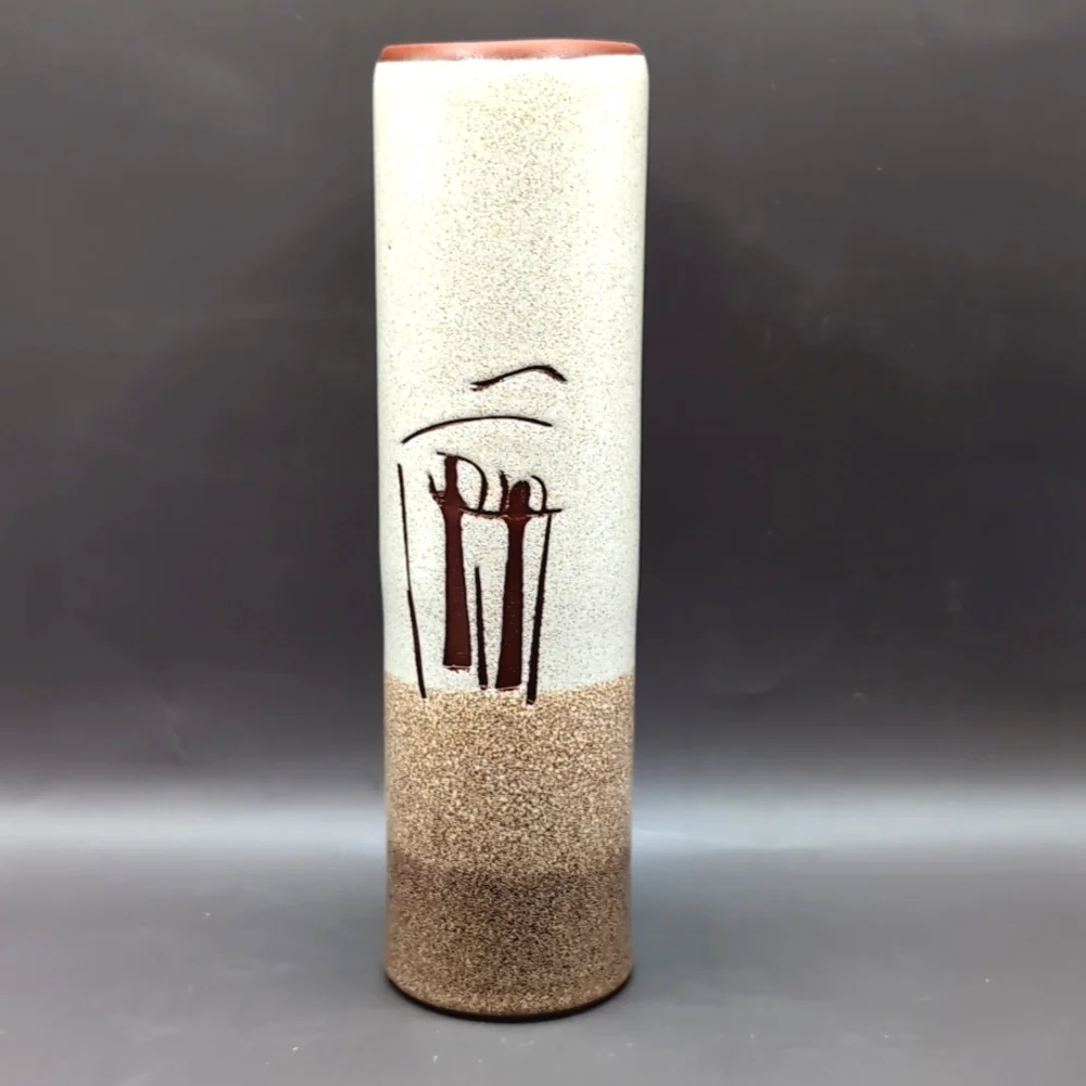 Vintage 1970's Pottery Bud Vase Signed Quebec Mid Century Hand Made Stoneware