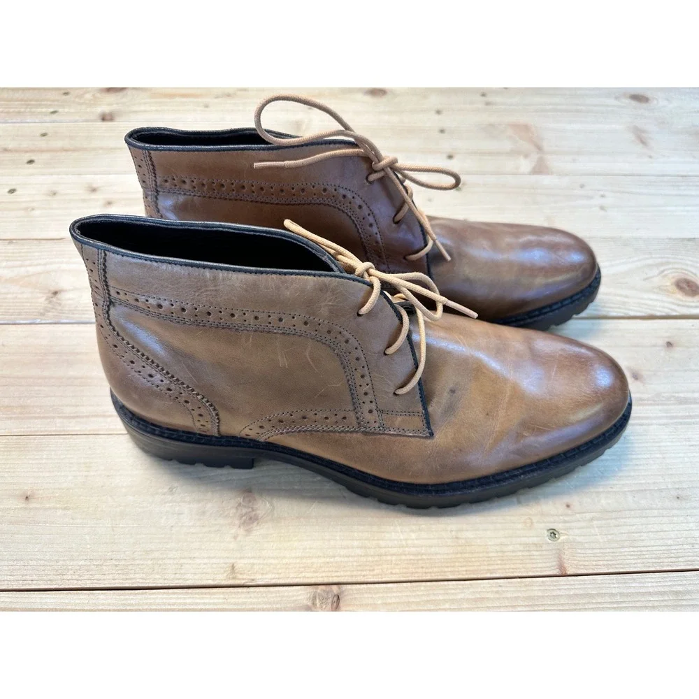 Johnston & Murphy Mens Wingtip Leather Ankle Boots‎ Chukka Brown Size 10.5M