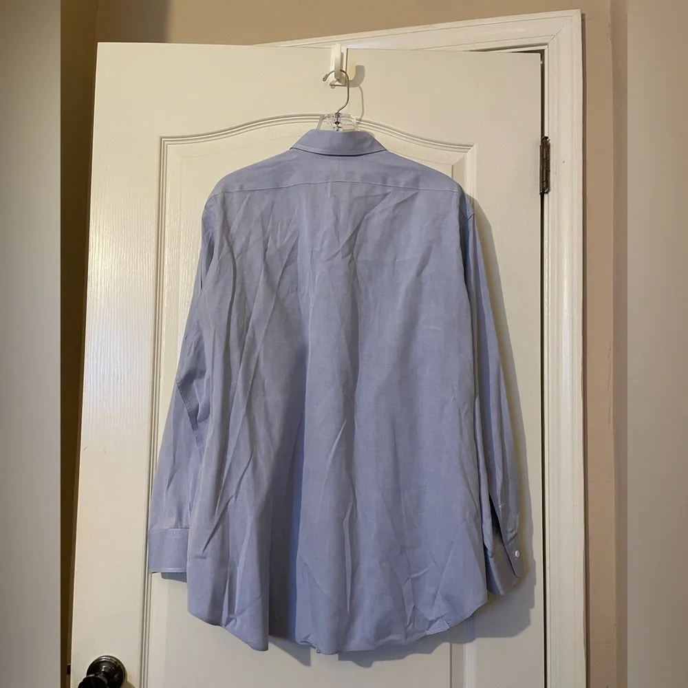 Polo Ralph Lauren Knit Dress Shirt Men's Long Sleeve Blue Shirt 17.5 34 Career