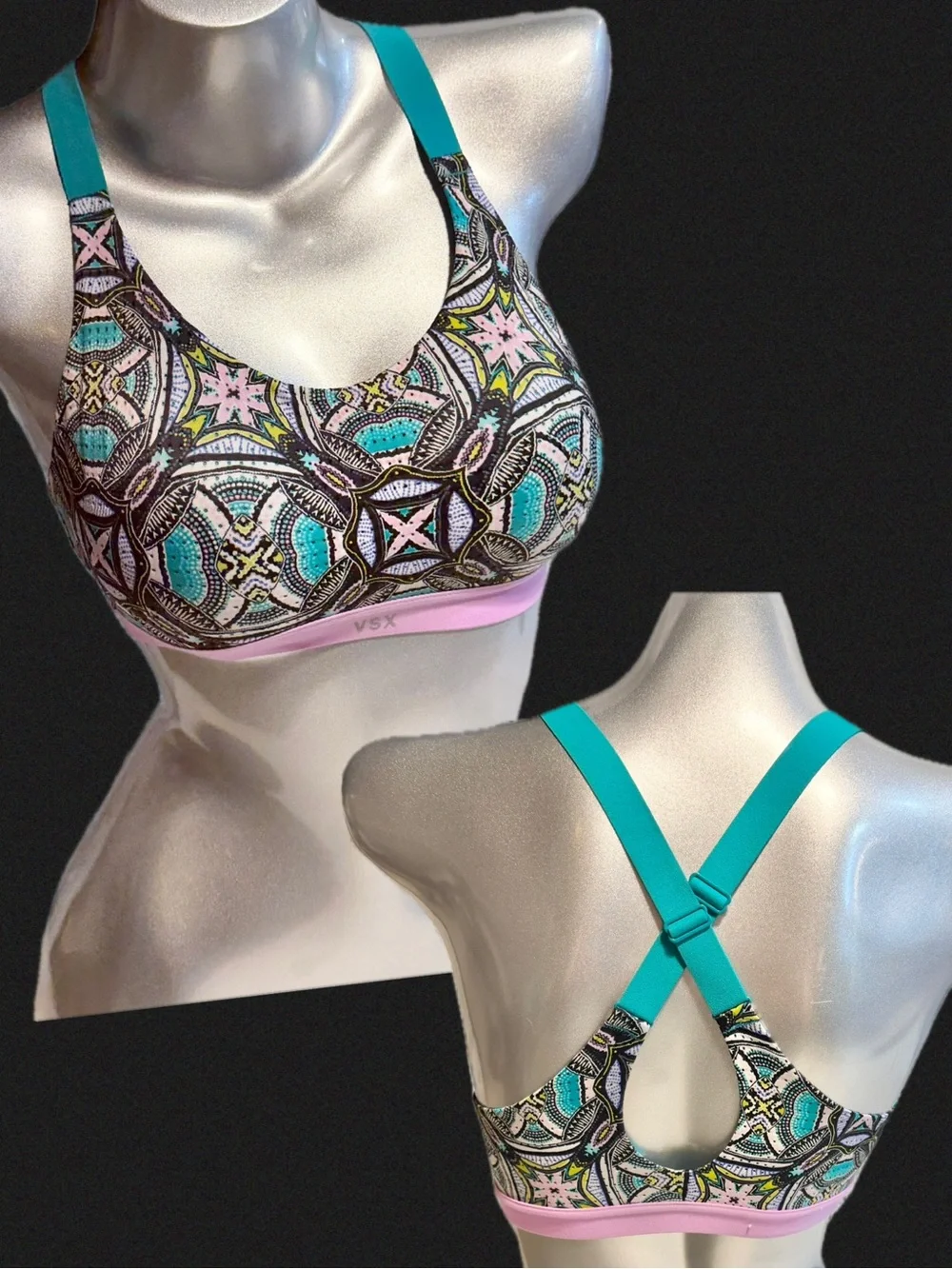 Victoria’s Secret VSX Sport bra 34B athletic swim top bralette cross back teal