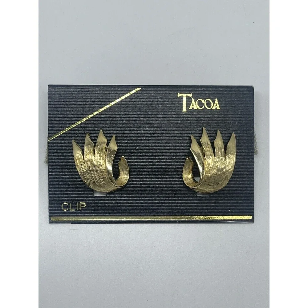 Vintage Tacoa Gold Tone Clip Earrings New