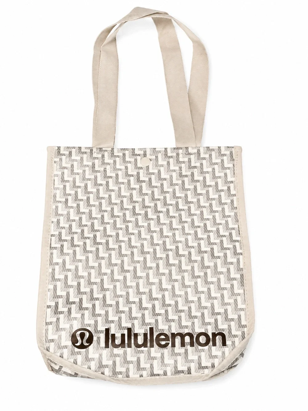 lululemon athletica Beige Patterned Canvas Tote with Logo