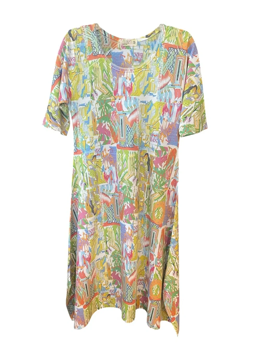 Atelier5 by Gozde Yilmaz Sz S Colorful Pastel Swing Flare Luxury Midi Dress
