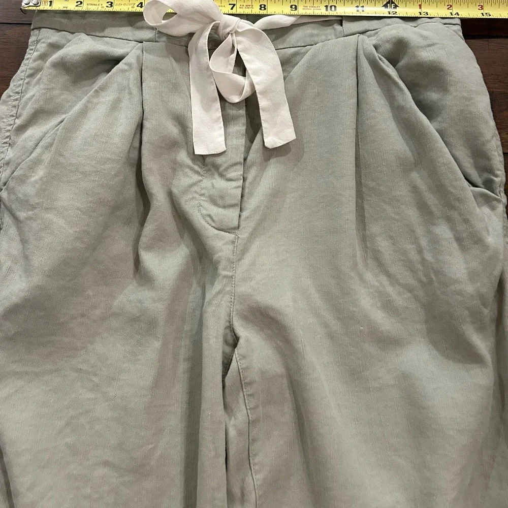 Aritzia Wilfred Pants Allant Sage Green Linen Blend Drawstring Size 4