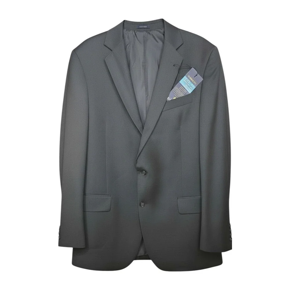 Stafford Mens Classic Fit Wool Blend COOLMAX Blazer Jacket Black 44 Long‎ NEW
