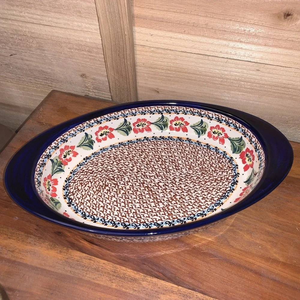 Polish Pottery Oval Serving Dish Handmade by Zaklady Boleslawiec 13