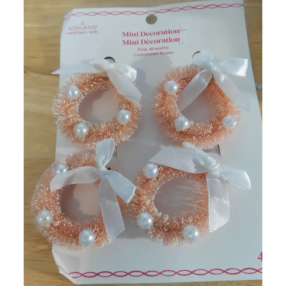 Wreath Ornaments Ashland Mini Decorative Gold Colored 4 Pcs New