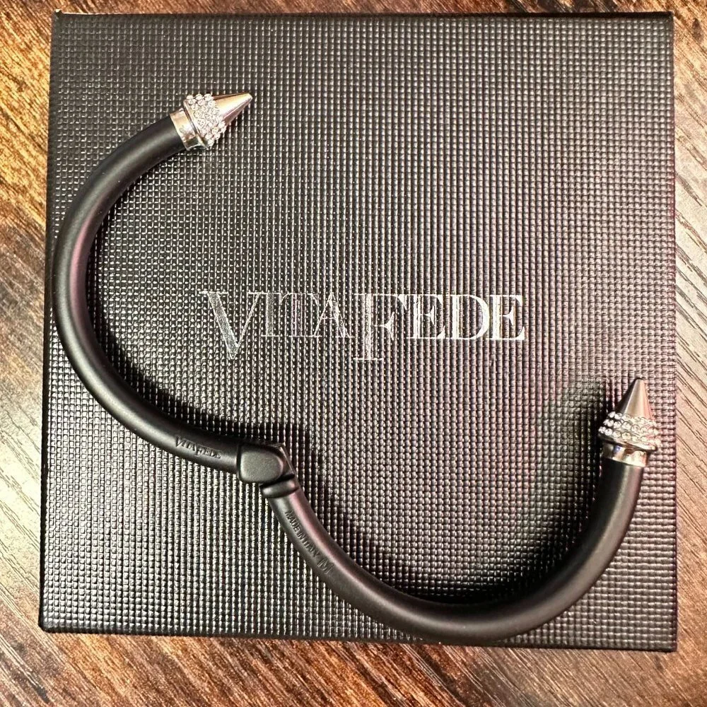 Vita Fede‎ Mini Titan Two Tone Crystal Bracelet, Matte Black/Silver, M