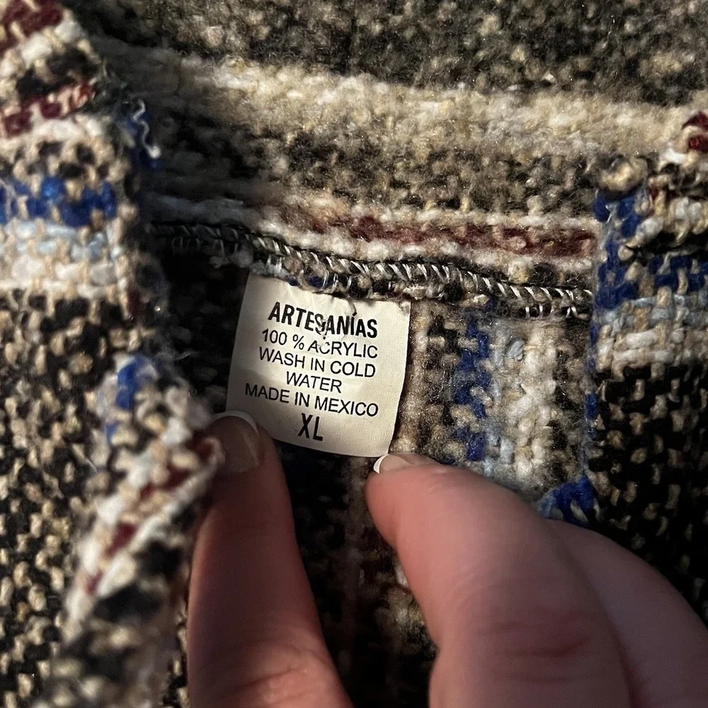 Artesanias‎ Baja Poncho Hoodie Pullover Mexico Unisex Size XL