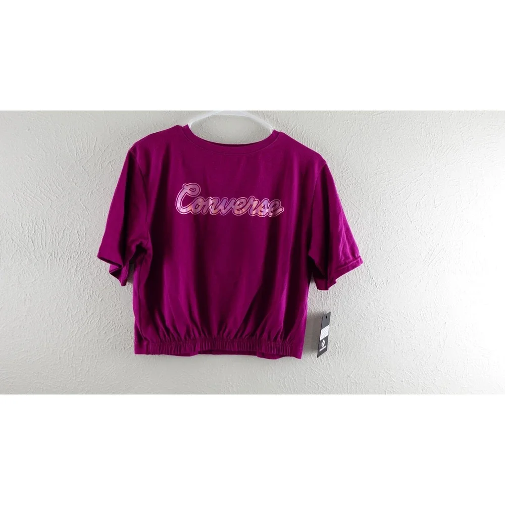 Converse All Star‎ Crop Top Youth Girls Size L (12-13yrs)T-Shirt Rose Maroon Nwt