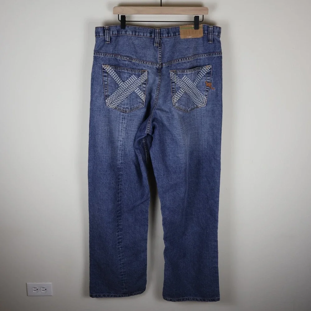 Vintage Y2K Rocawear Baggy Embroidered Jeans Size 38 Waist 38