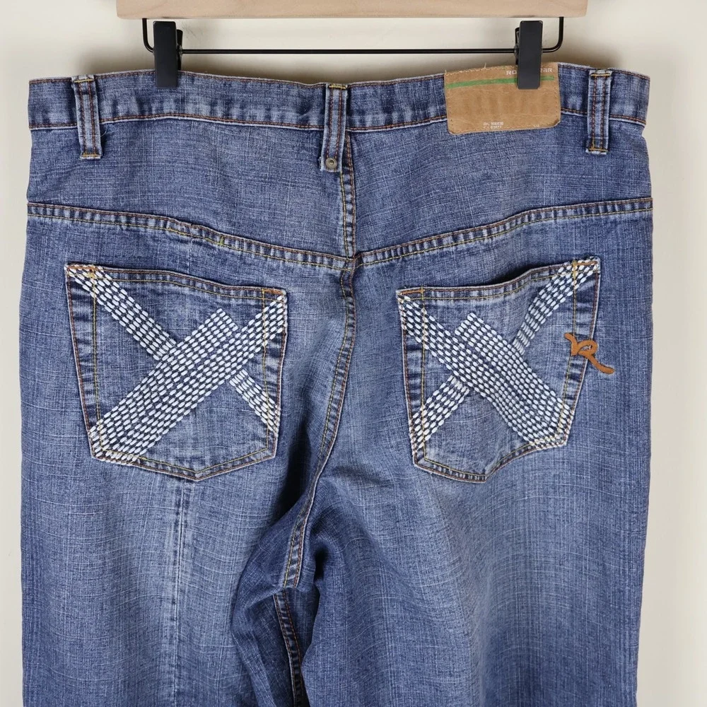 Vintage Y2K Rocawear Baggy Embroidered Jeans Size 38 Waist 38