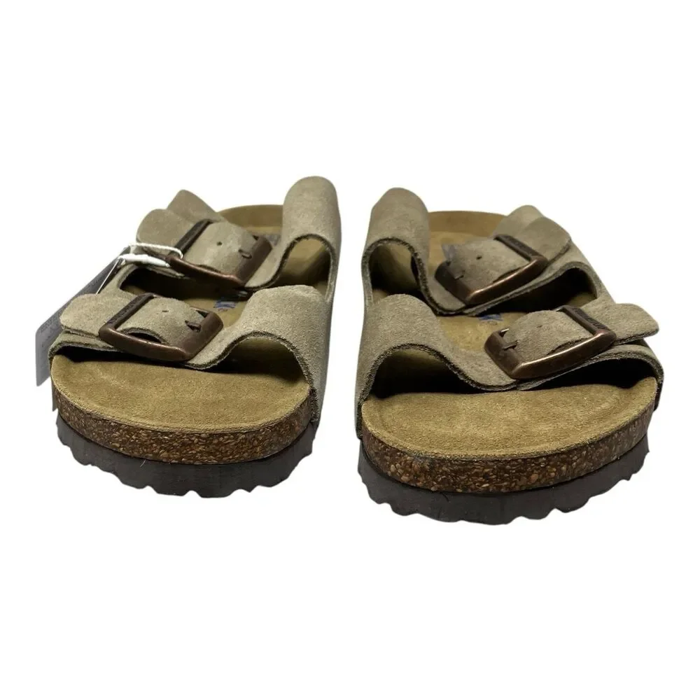 Birkenstock Arizona Mens 9 Taupe Suede Soft Footbed Sandals Narrow Fit NWB
