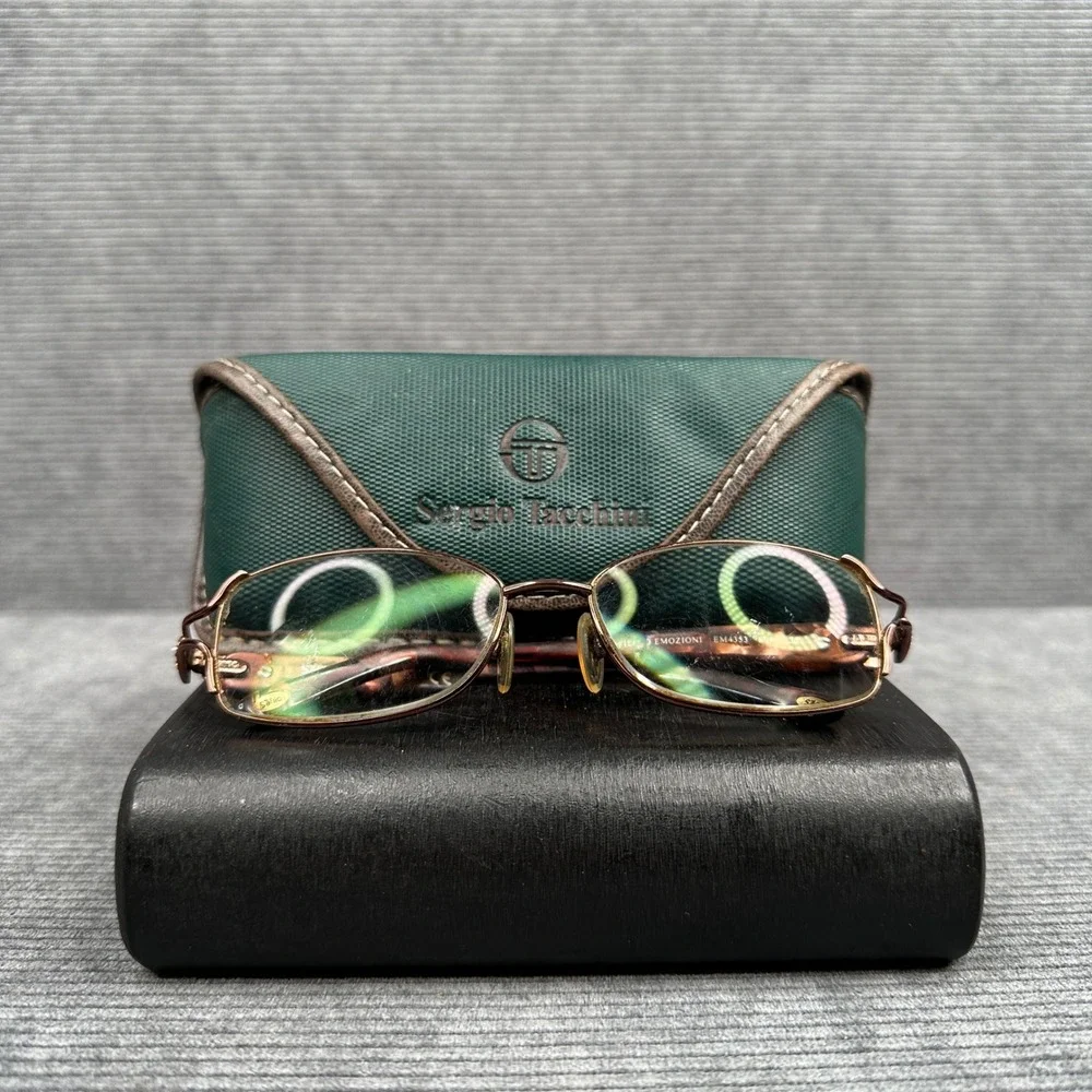 Safilo Emozioni EM4353 Brown Tortoise Crystal Detail Y2K Eyeglass Frames Italy