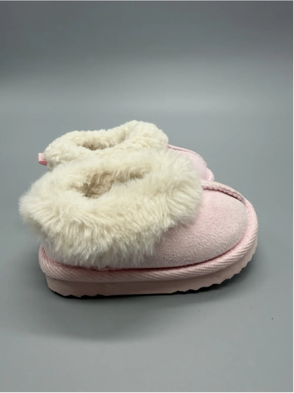 Wonder Nation Pink Faux Suede Bootie Boots Faux Fur Lined Slip-On Girls 3