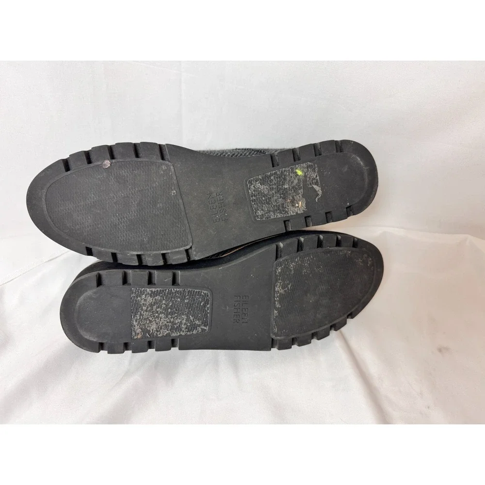 Eileen Fisher Eddy Mélange 2‎ Platform Oxfords Grey Herringbone Shoe Womens 7