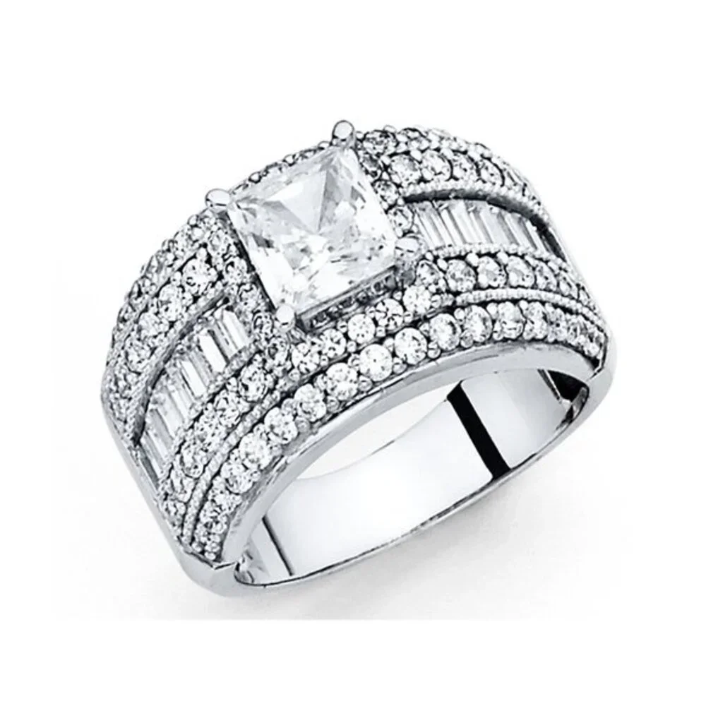 Large 11mm New Solid 14k white gold or yellow Gold Engagement Ring size 7