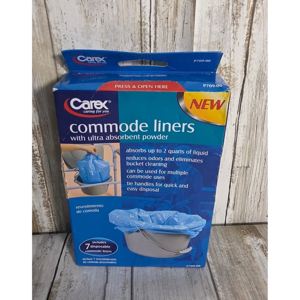 Carex Commode Liners with Ultra Absorbent Powder 7 Count NEW
