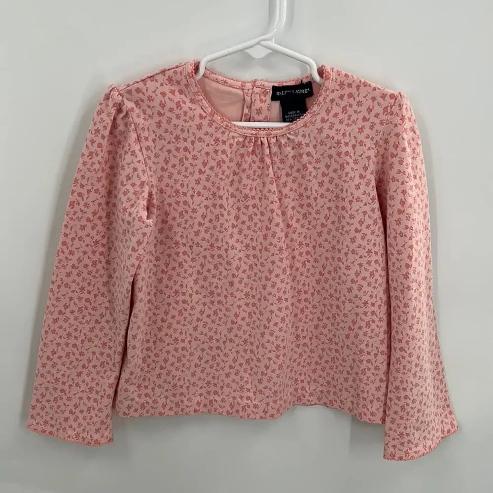 Ralph Lauren Girls Pink Long Sleeve Pullover Round Neck Top size 6