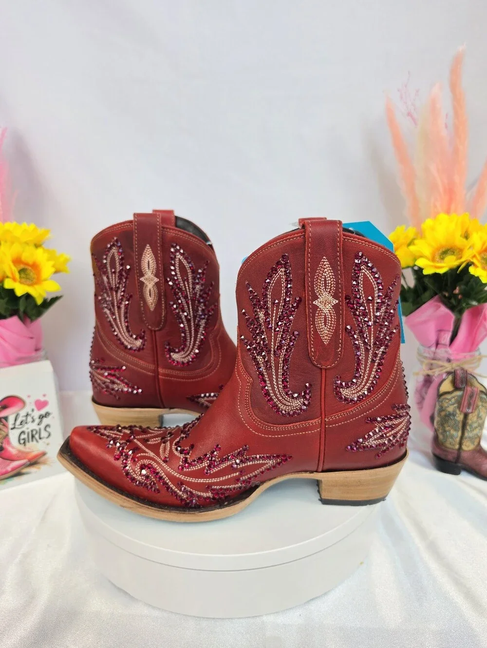 New LANE Lexington Cowgirl Boots W/ SWAROVSKI Crystals 8
