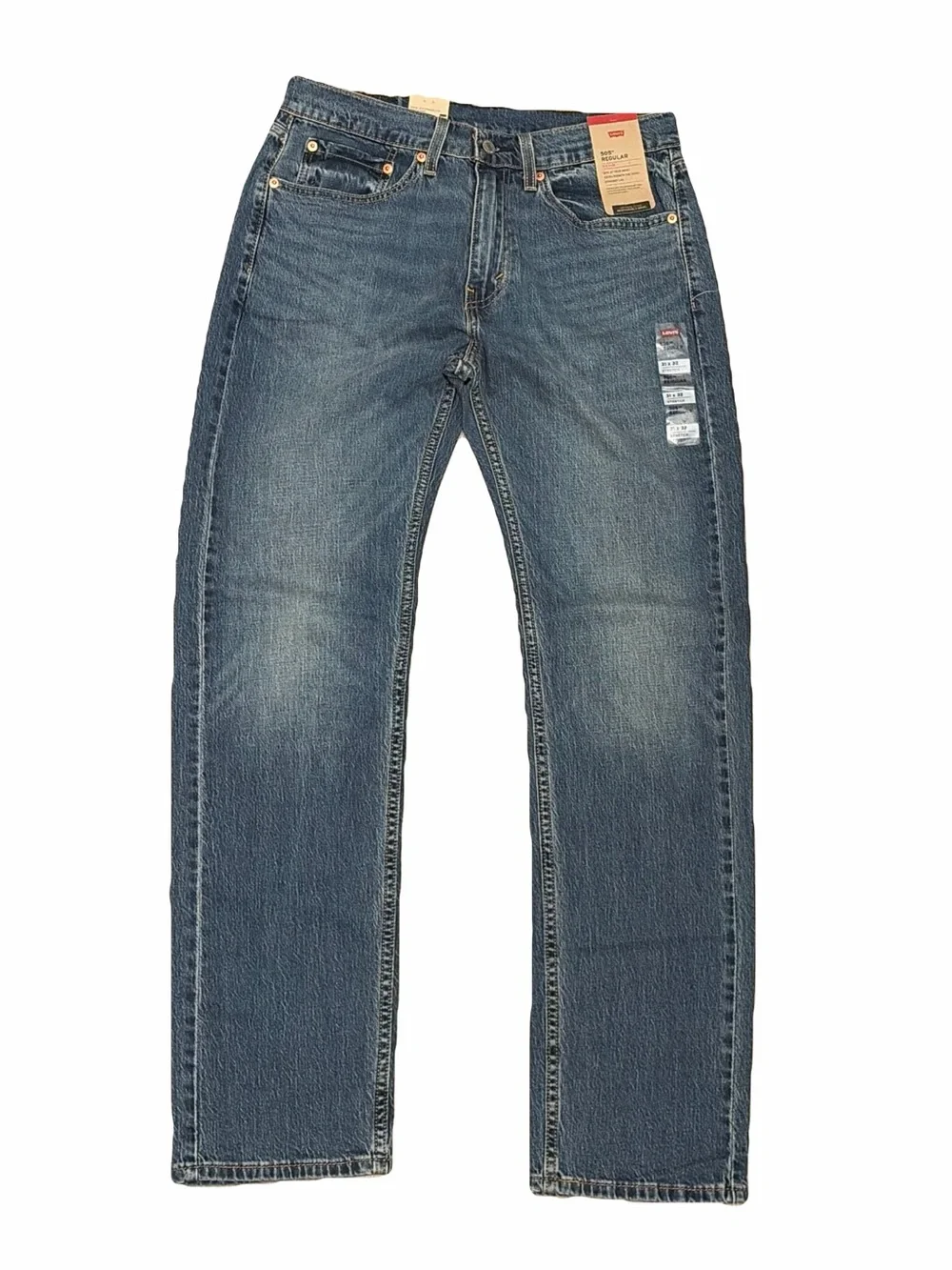 New Levi's Men's 505 Straight Jeans in Medium Blue Wash