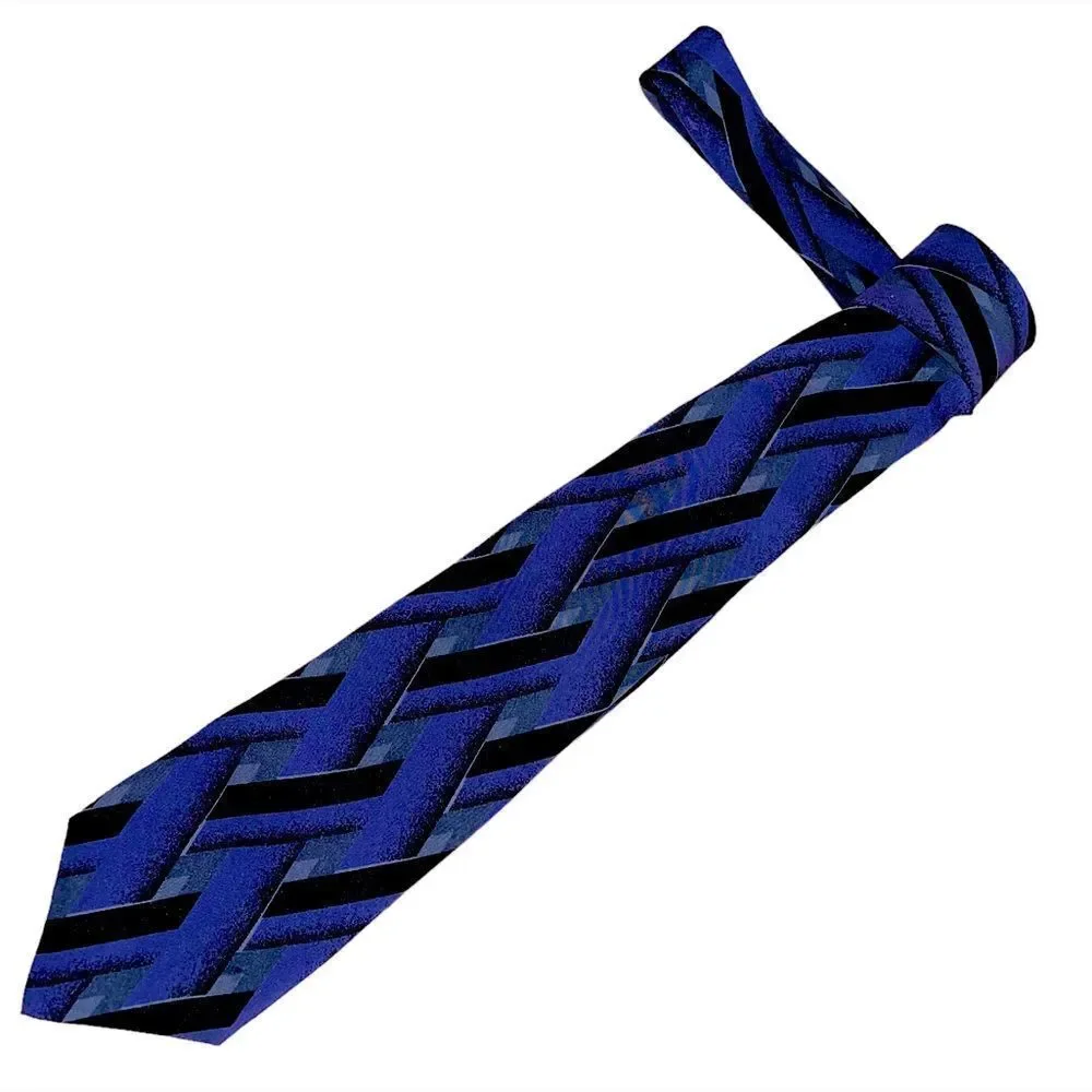 Blue and Grey Criss Cross Pancaldi Silk Tie