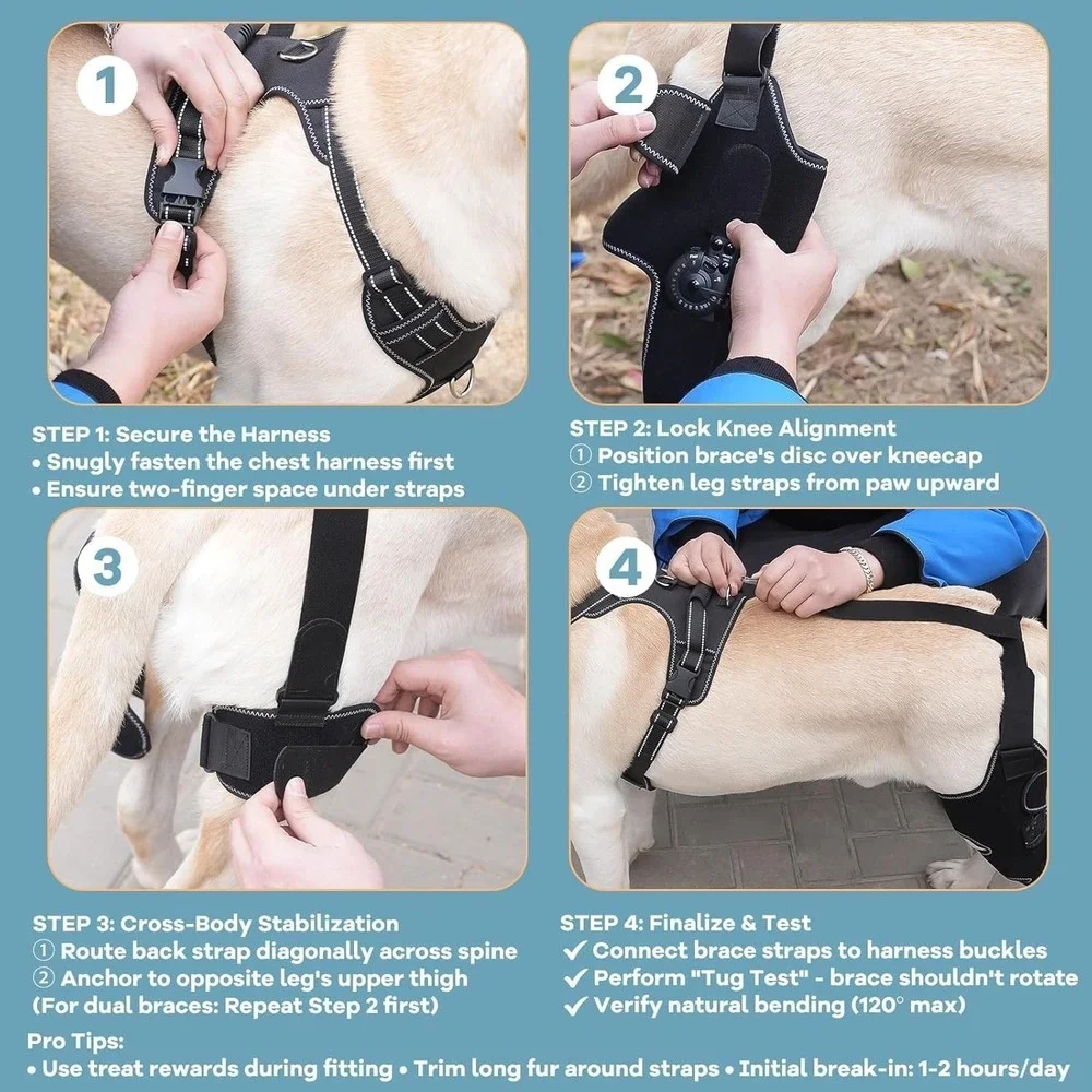 FurWell‎ M Left Dog Knee Brace Rear Leg ACL CCL Support with Chest Harness
